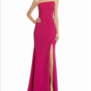 AQUA asymmetrical strapless gown